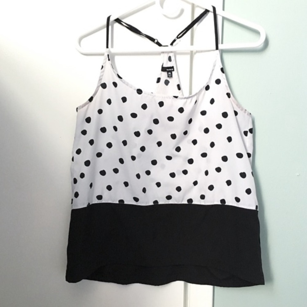 Black and White Polka Dot Hurley Racerback Tank, size medium